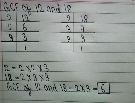 Using the continuous division, find the GCF of 12 and 18. - Brainly.in