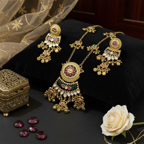 Maharani Traditional Gold Plated Necklace Set – Mivanaa – Premium ...