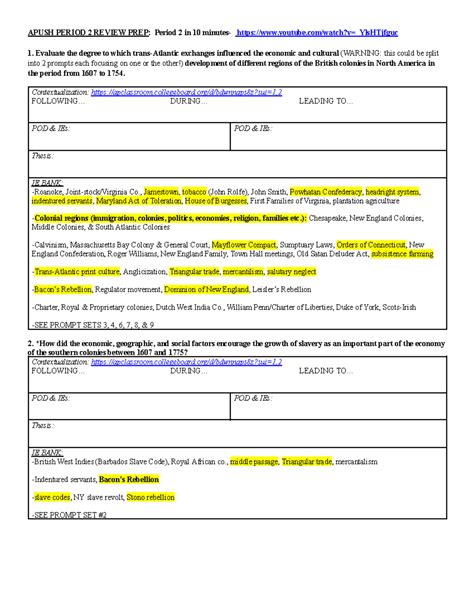 Apush Period 2 Review 2024 - APUSH PERIOD 2 REVIEW PREP: Period 2 in 10 ...