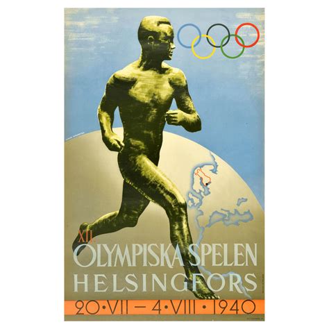 1940 Helsinki Olympic Games Original Vintage Poster For Sale at 1stDibs