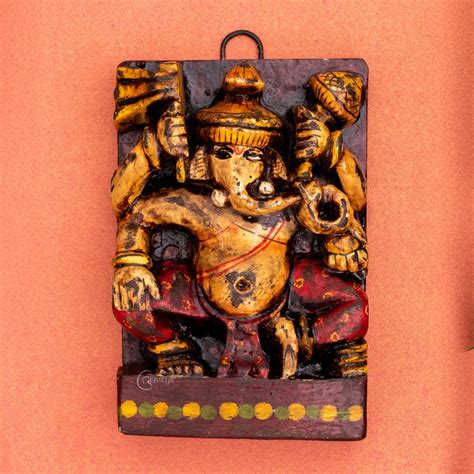 Wooden Chaturbhuja Ganeshas Wall Art – The Advitya