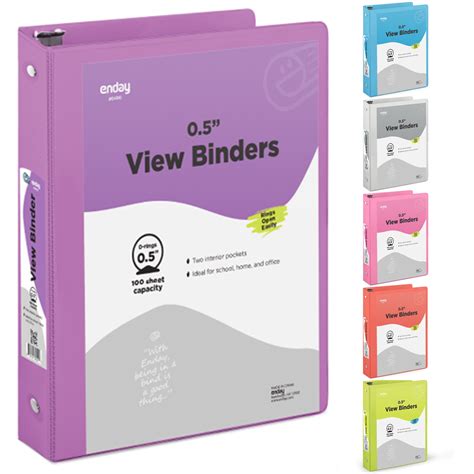 ½ Inch 3 Ring Binder .5 inch Purple Clear View Cover with 2 Inside ...