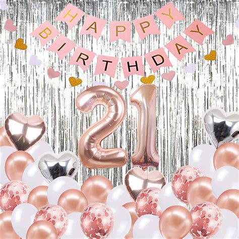 Buy SZHUIHER 21th Birthday Decorations Banner Balloon, Happy Birthday ...