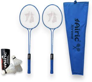 Airic Xtreme Double Shaft Raquets with Feather Shuttles Badminton Kit ...