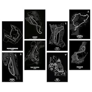 WONDER HUB F1 Maps pack of 8 Wall Posters 8x12 inch (A4 Size) Included ...