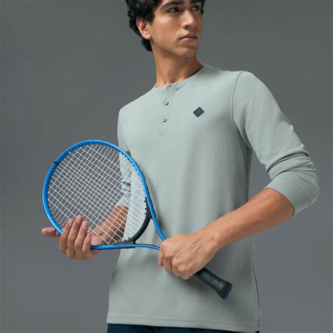 Men Self Design Slim Fit Henley Neck Sports T-Shirt with TECHNOCOOL+