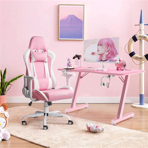 Buy Vitesse 40 Inch Pink Gaming Desk,Pink desk,Pink Gaming Table,Cute ...