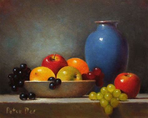 Still Life with Blue Bowl and Fruit Still Life Drawing, Still Life Oil ...