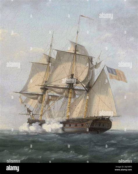 This 1813 painting by Thomas Birch depicts the naval battle between the ...