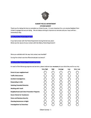Fillable Online albany ga Albany Police Department Citizen Survey ...