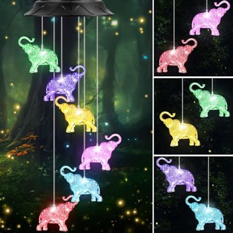 Wind Chimes, LED Auto Color Changing Solar Light Chimes, Hanging Wind ...