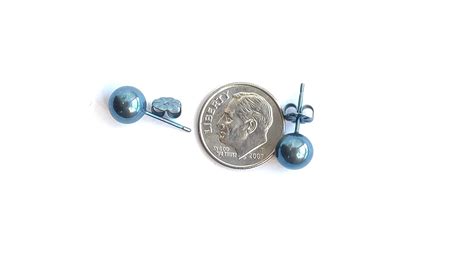 Buy LaTisoro 8mm Silver Gun Metal tone Pure Titanium Ball Post Stud ...