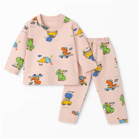 Baby Fleece Pajama Set Dino Peach - Sunshine - Mini Charm