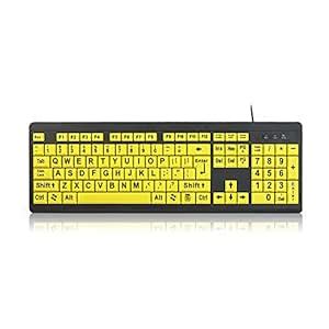 Homgee Wired USB Large Print Computer Keyboard for Low Vision Users ...
