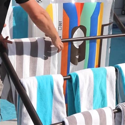 Buy 7 Bar Outdoor Pool Towel Rack - Pool Float Storage and Drying Rack ...