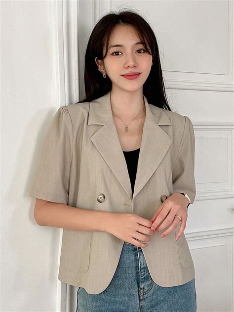 DAZY Puff Sleeve Double Breasted Blazer | SHEIN USA