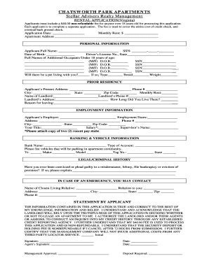 Fillable Online APPLICATION FOR APARTMENT RENTAL - Apartment Showcase ...