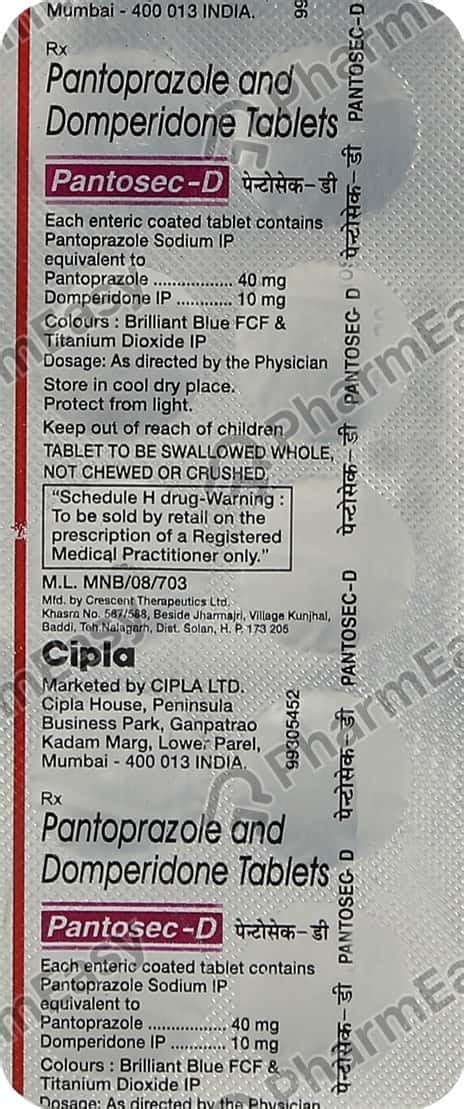 Pantosec D Strip Of 10 Tablets: Uses, Side Effects, Price & Dosage ...