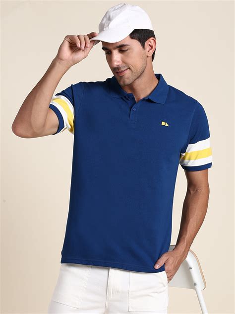 Men's Soft And Stretchy Fabric Blue Casual Polo Tshirt – DENNIS LINGO