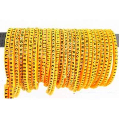 Self Locking Yellow Flexible Cable Marker PVC Ferrules (Numbered A to Z ...