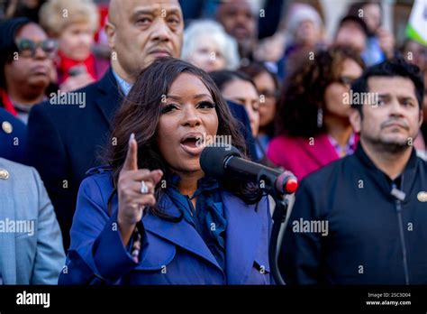US Rep. Jasmine Crockett attends a rally with the Texas Organizing Project in San Antonio on Februar