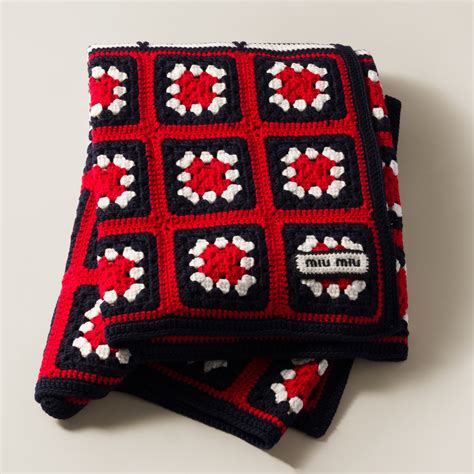 Navy Wool Throw | Miu Miu