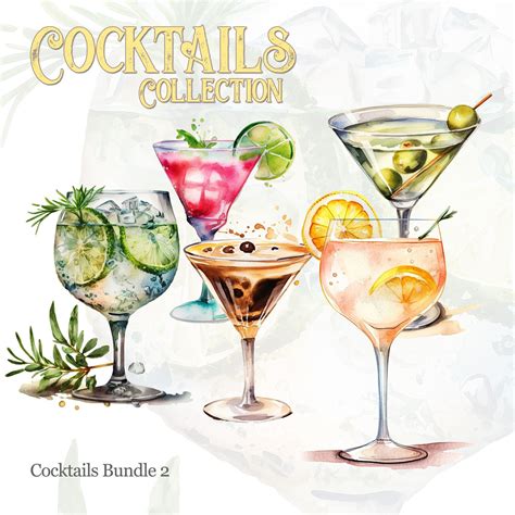 15 Watercolor Illustrations Alcohol Drinks, Transparent | Vibrant ...