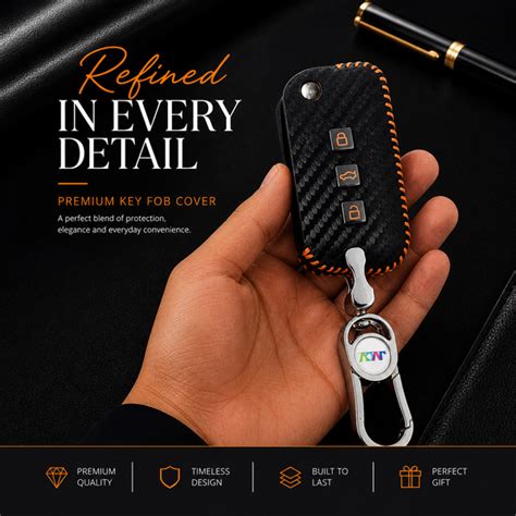 Carbon Fiber Leather Car Key Cover for Mahindra XUV 700, 3XO, Thar, Ma ...