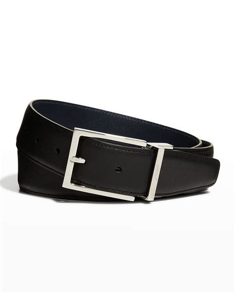 dunhill Men's Roller Buckle Reversible Leather Belt | Neiman Marcus
