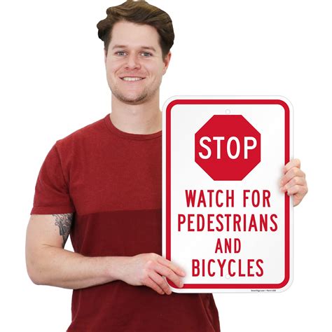 Buy SmartSign 18 x 12 inch “Stop - Watch For Pedestrians And Bicycles ...