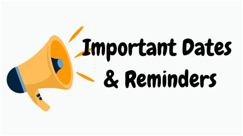 Important Dates & Reminders - Jamestown