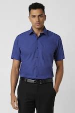 Buy Men Blue Regular Fit Solid Half Sleeves Formal Shirt Online ...