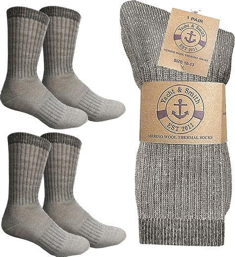 Yacht & Smith 4 Pairs Merino Wool Blend Socks, Thermal, Warm for Hiking ...