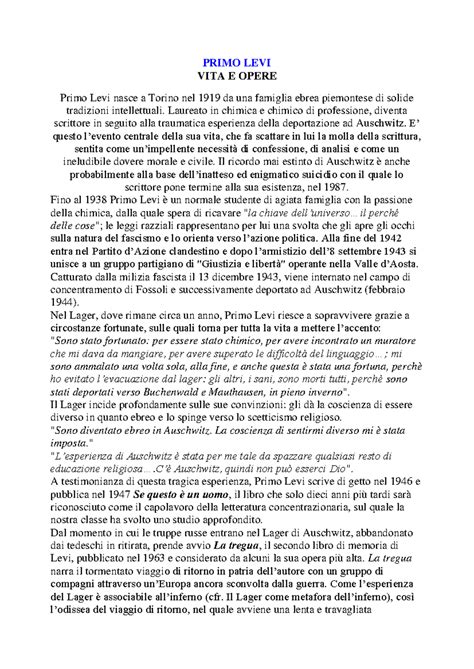 Primo Levi Riassunto Vita – Primo Levi Biografia – MGNAR