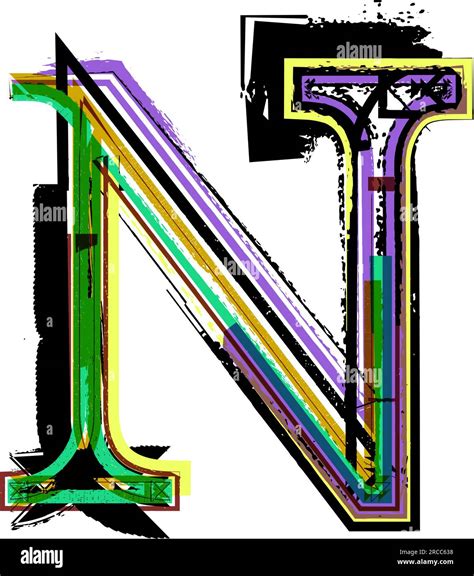 art sketched fonts, uppercase symbols, vector illustration letter N ...