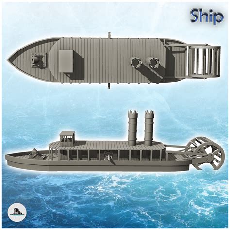 Fichier STL Bateau à aubes armé de canons (4) - USA America ACW ...