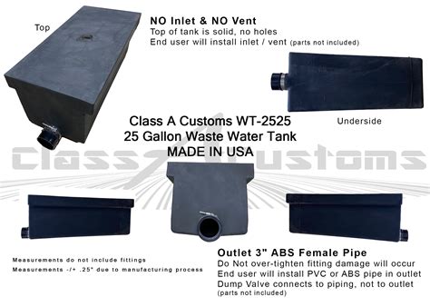 25 Gallon Black Water Waste Holding Tanks MADE IN USA by Class A ...