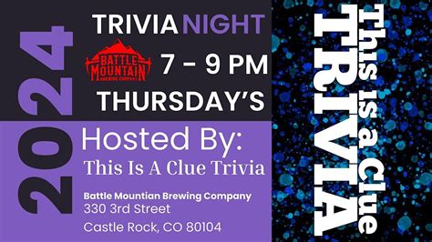Trivia Night Thursdays @ BMBC, 330 Third St, Castle Rock, 8 February to ...