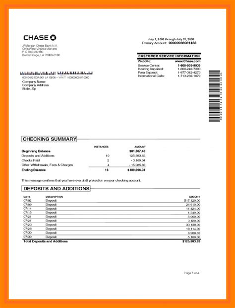 Editable Bank Statement Template
