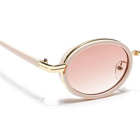 Buy Voyage Unisex Oval Sunglasses Light Brown Lens with Golden & Nude ...