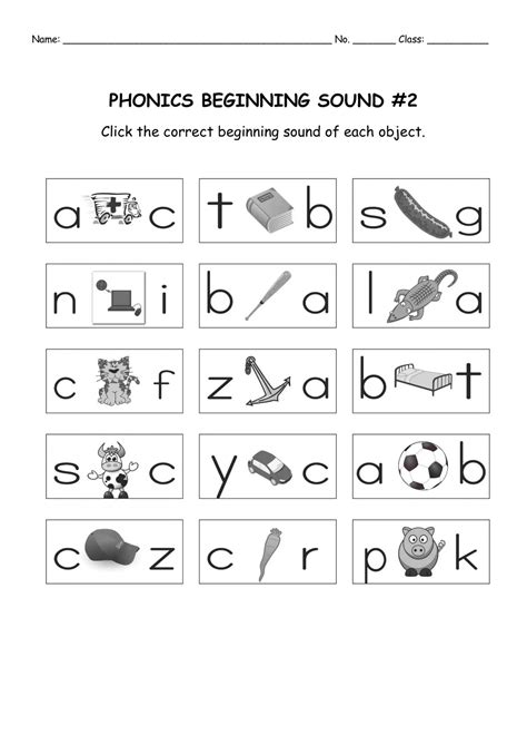 Beginning Sounds Worksheet Grade 2 – Printable PDF Template