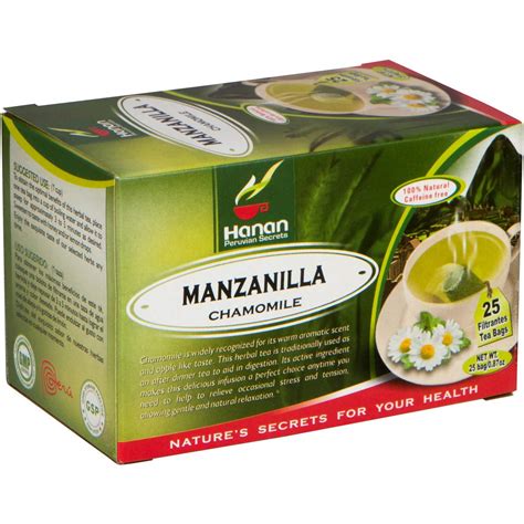Amazon.com: Hanan Manzanilla Tea (Chamomile) - 25 Tea Bags of Natural ...