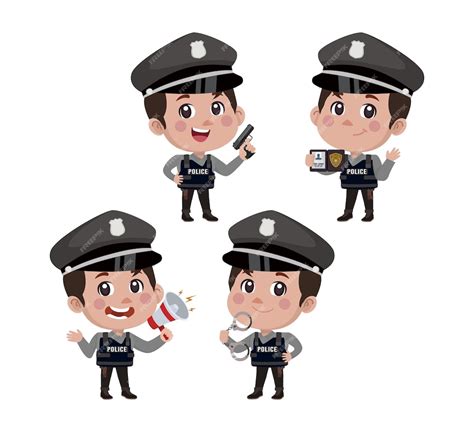 Cute policeman with different poses | Premium Vector