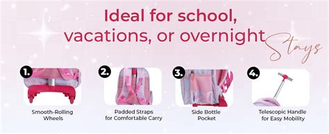 NOVEX Unicorn Kids Backpack Trolley | 18 Inch Baby Pink School Bag with ...