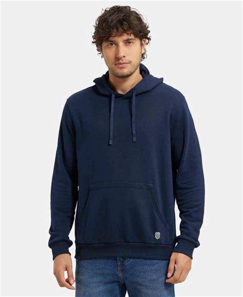 Buy Super Combed Cotton Rich French Terry Hoodie Sweatshirt with Ribbed ...