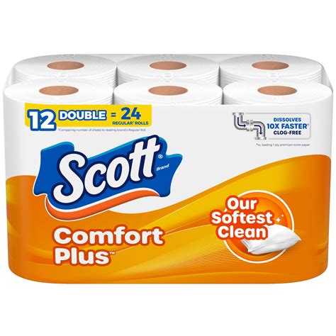 Scott ComfortPlus Toilet Paper, DHF10 12 Double Rolls, 231 Sheets per ...