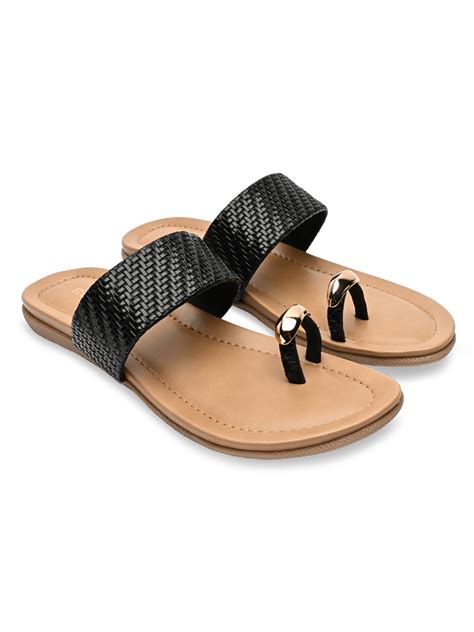 Shop Rocia By Regal Black Women One Toe Studded Flats Online