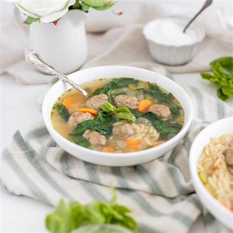 Turkey Pesto Meatball Soup - Fraiche Living