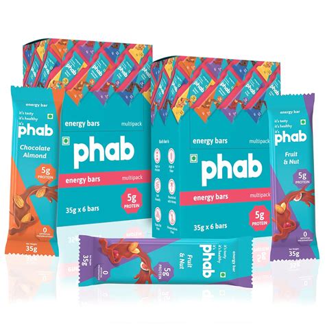 Phab Fruit & Nut, Chocolate Almond 5g Protein Bars | Energy & nutrition ...