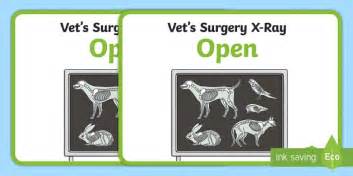 Vets Surgery Role Play Animal X-Ray Sign Display Poster - Vets Surgery Open